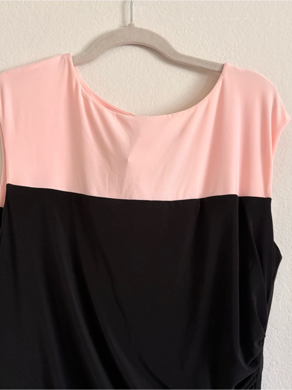 Lauren by Ralph Lauren Elegant Two-Tone Pink and Black Ruched Women’s Dress- 14 - Picture 4 of 8